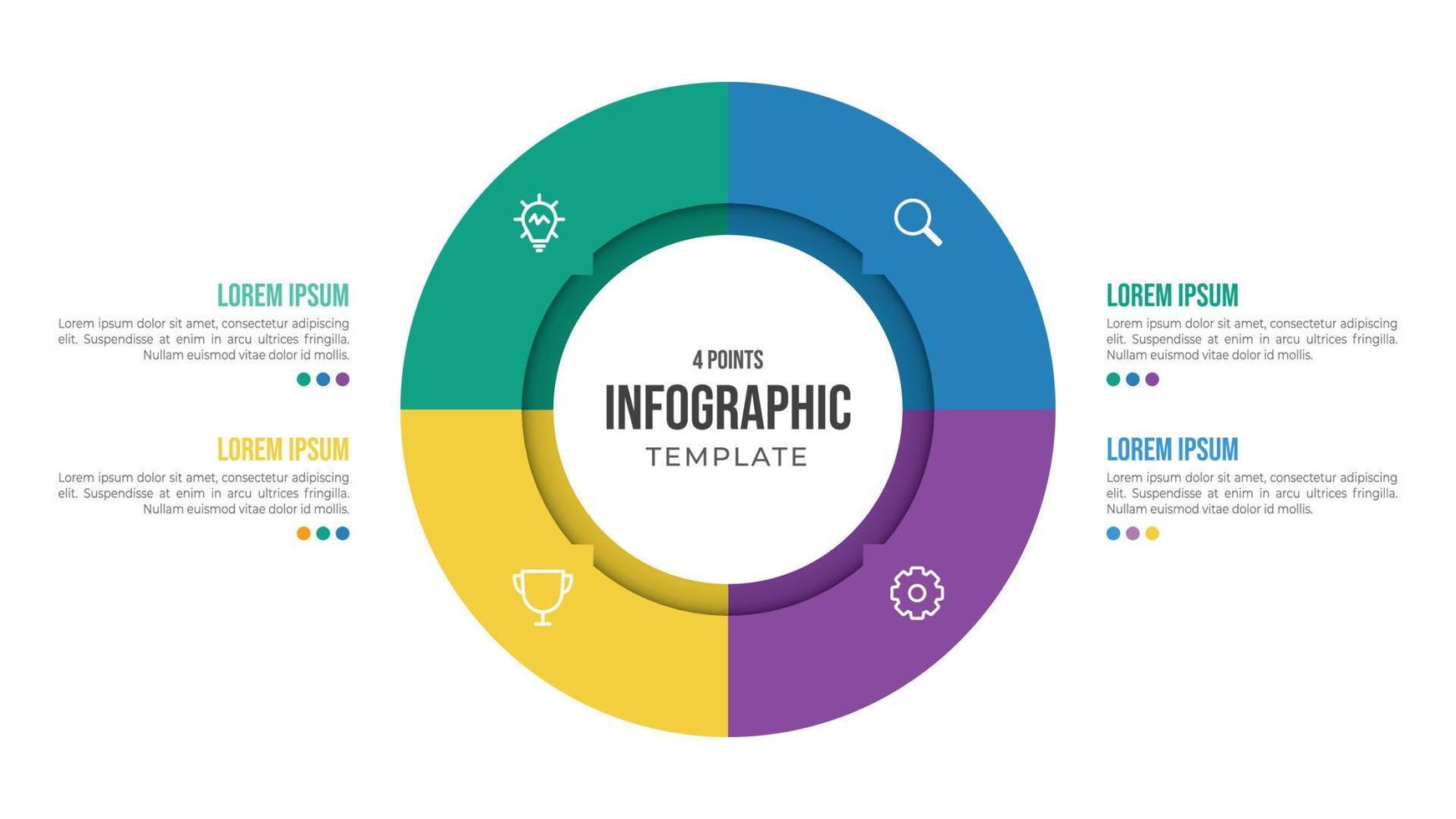 4 points circular infographic element template with icons and colorful flat style, can use for presentation slide vector