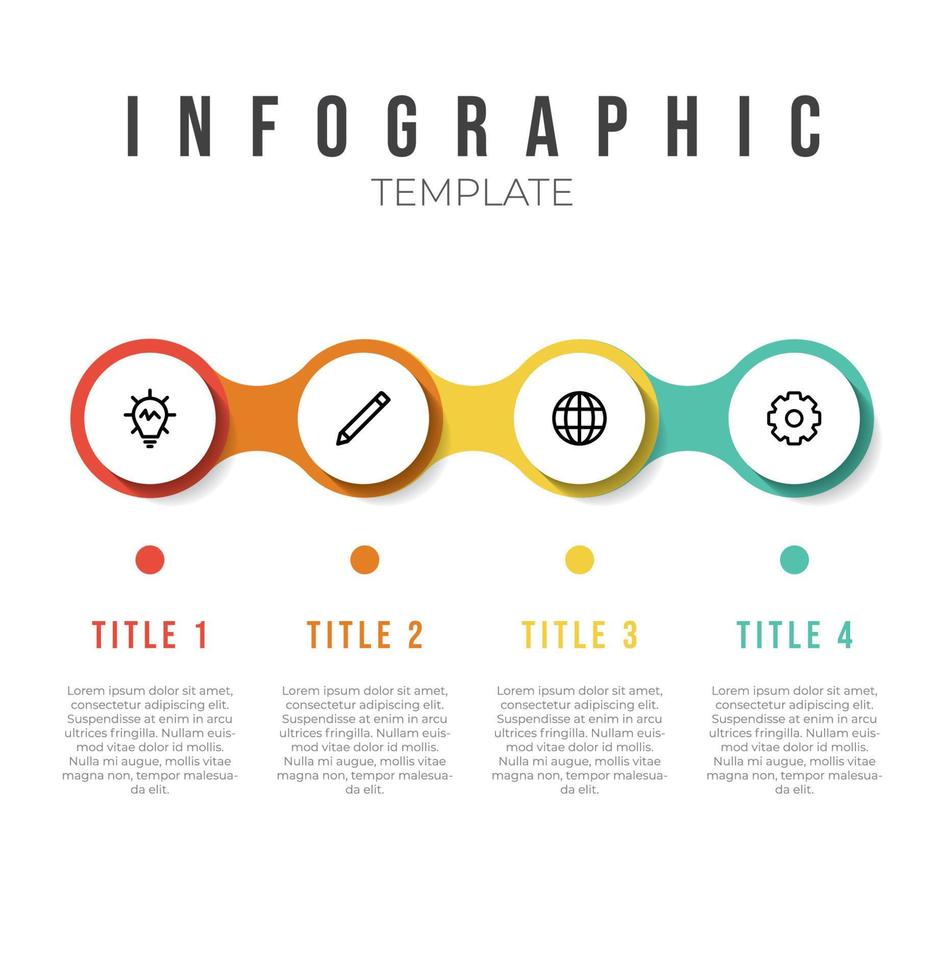 infographic list template element with horizontally 4 points and icons vector