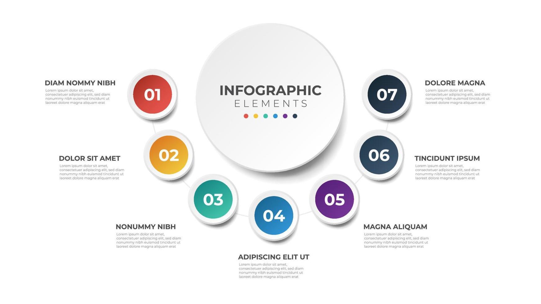 7 points circular sequence element of infographic, presentation, etc. vector