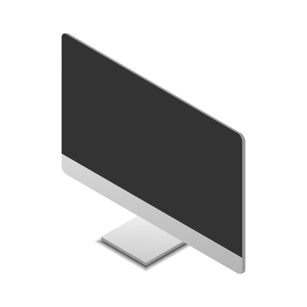 monitor de computadora aislado en la ilustración de vector de fondo blanco con vista isométrica