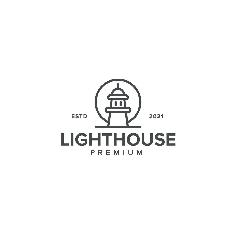 lighthouse or searchlight tower logo design inspiration with line art vector