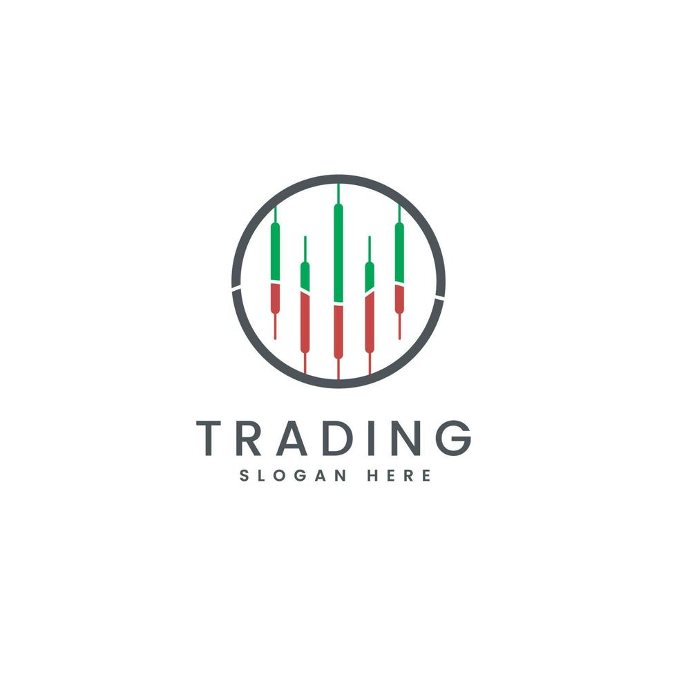 trading logo, finance and business logo, with candlestick chart logo design template vector