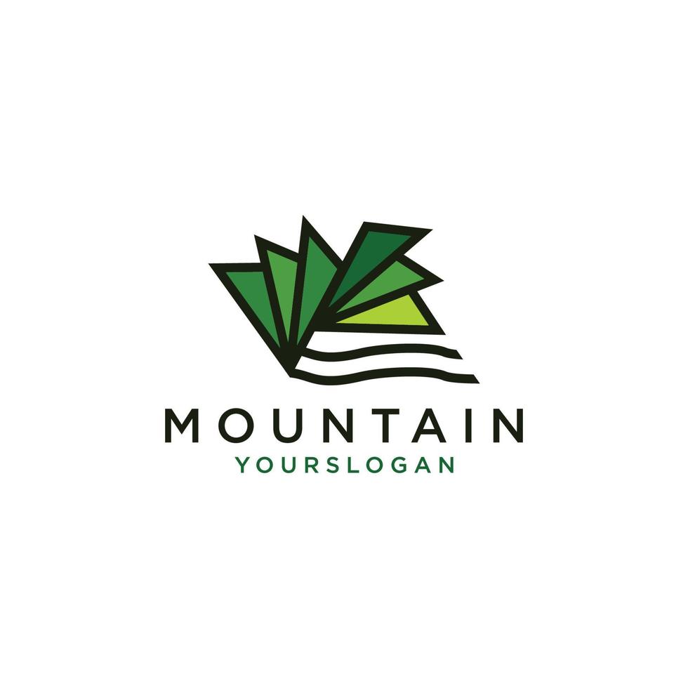 vector plano de plantilla de diseño de icono verde de logotipo de montaña abstracto