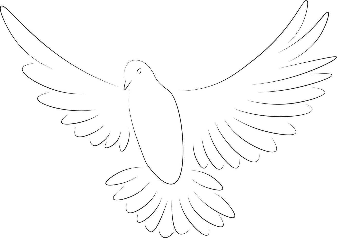 pájaro paloma dibujado en contorno en la ilustración de vector de estilo minimalista