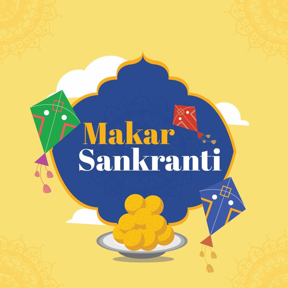 Free vector makar sankranti greeting with kites