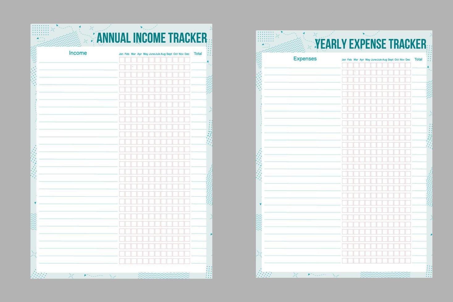 rastreadores de gastos e ingresos anuales vector