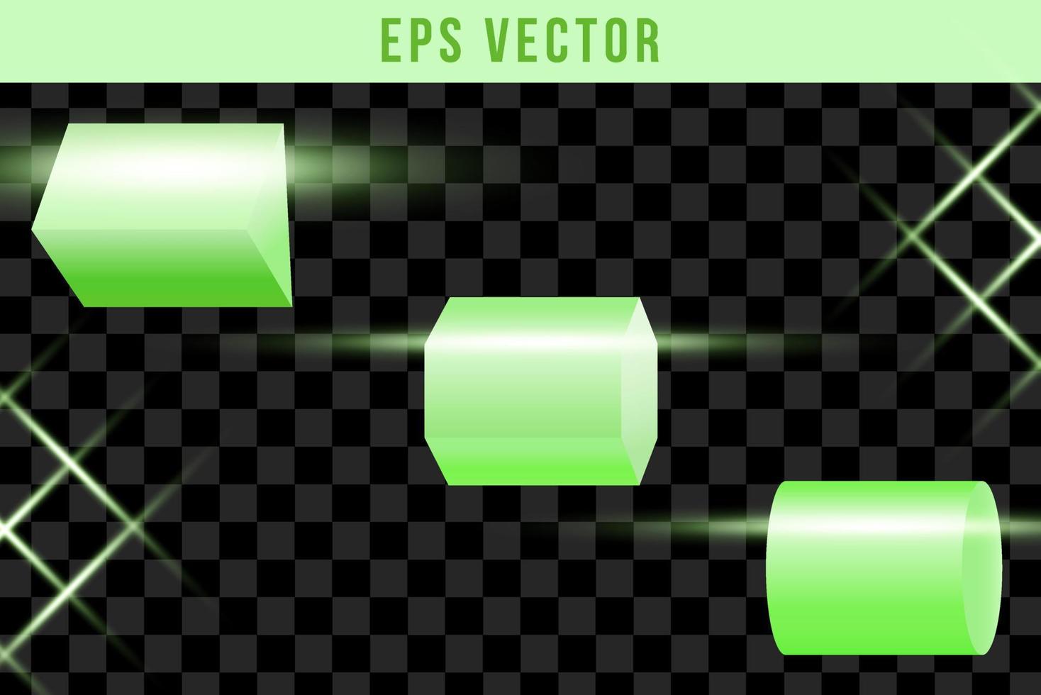 3D Geometrical green shapes in trendy isolated vector eps 10