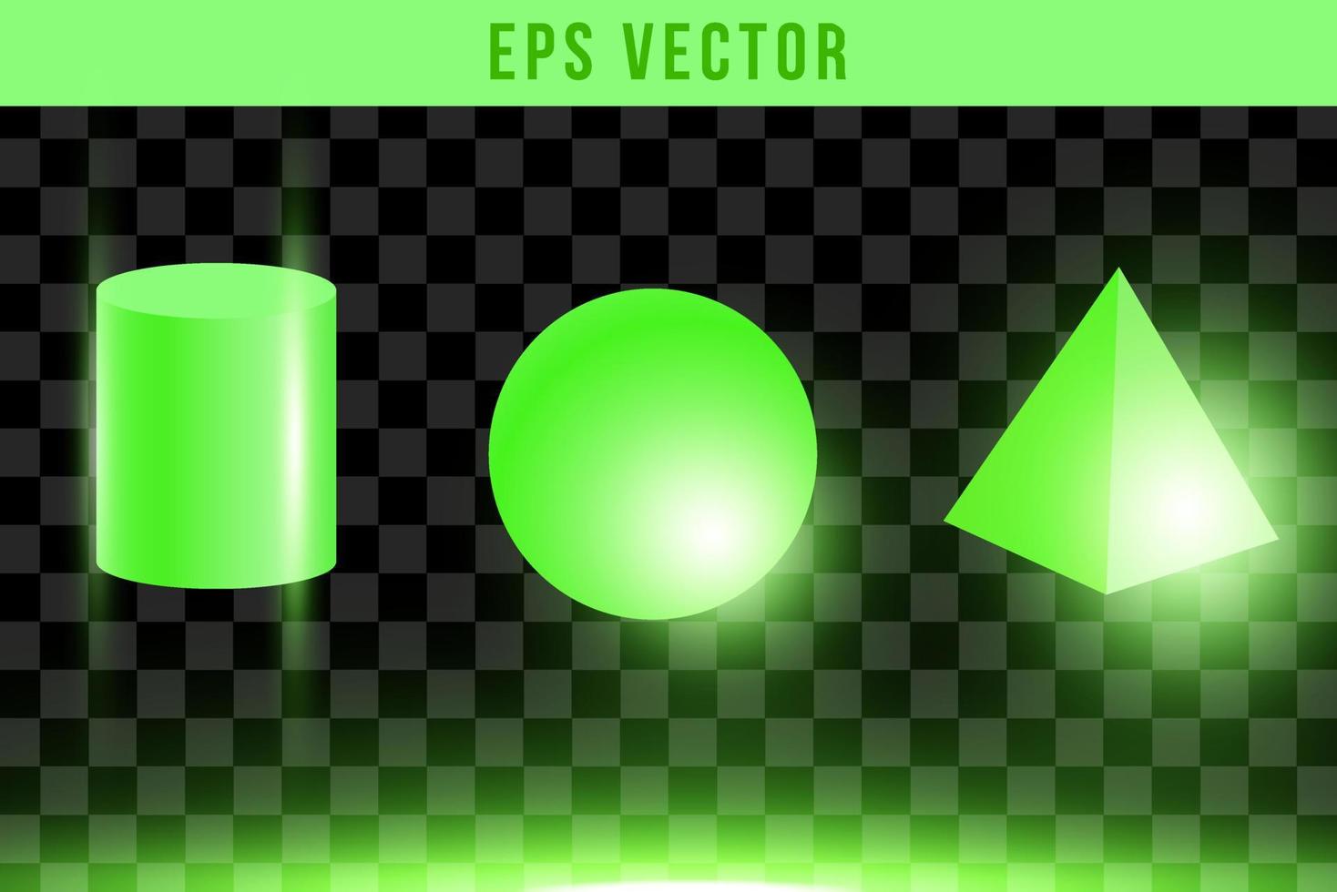 3D Geometrical green shapes in trendy isolated vector eps 10