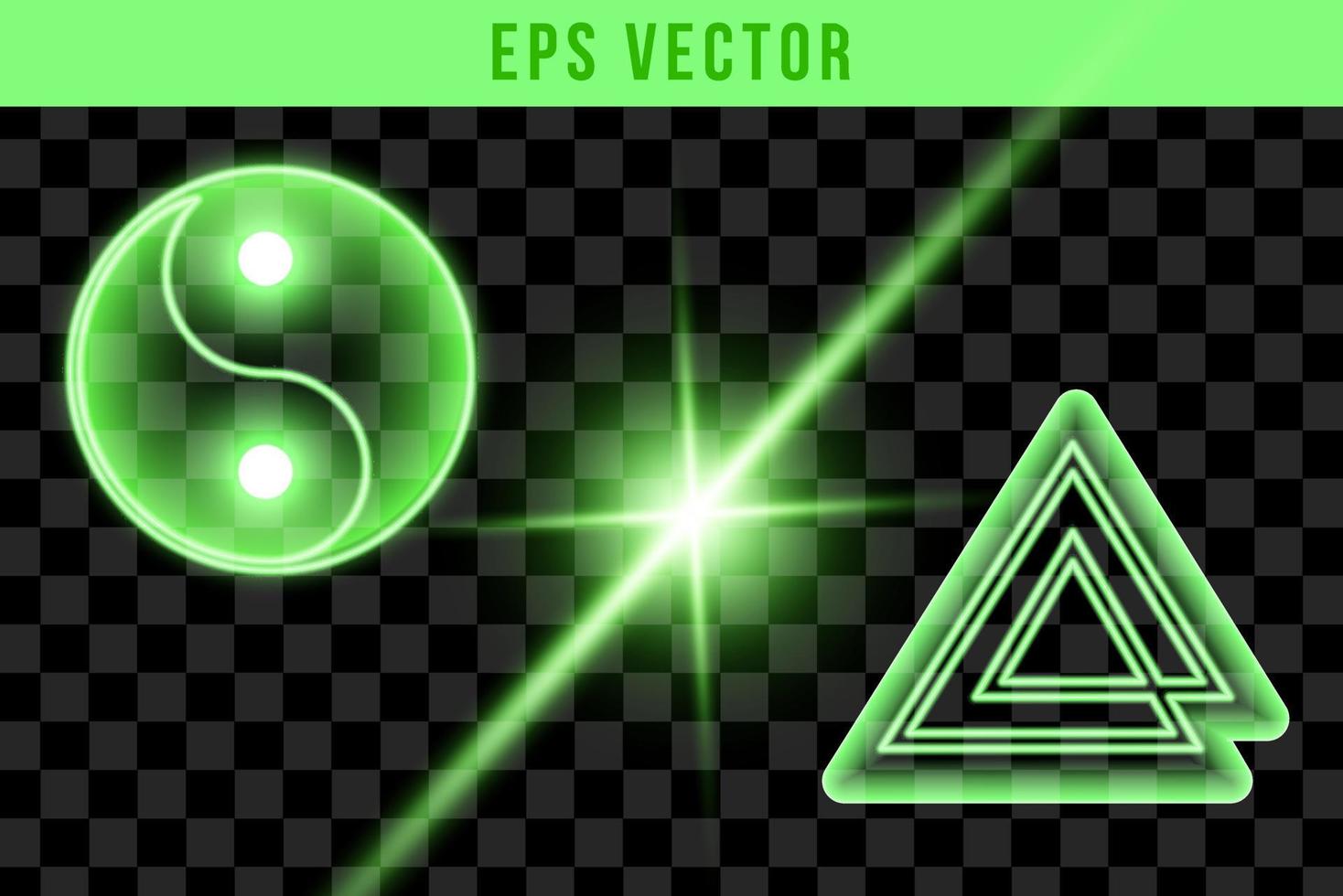 Lens flare on random object. Light glow effect. Green sparkle and glare object. Isolated vector illustration on transparent background.