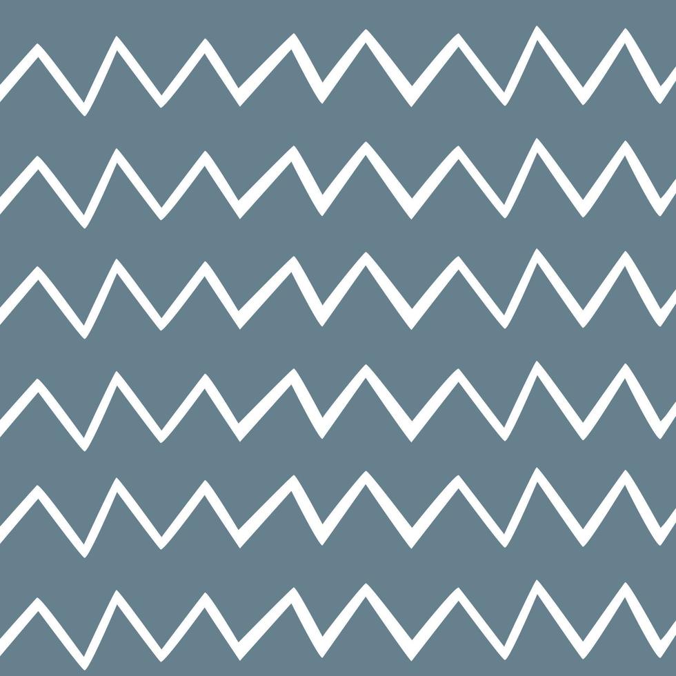 Abstract hand drawn childish style Seamless vector pattern of white zigzag lines on a gray background.