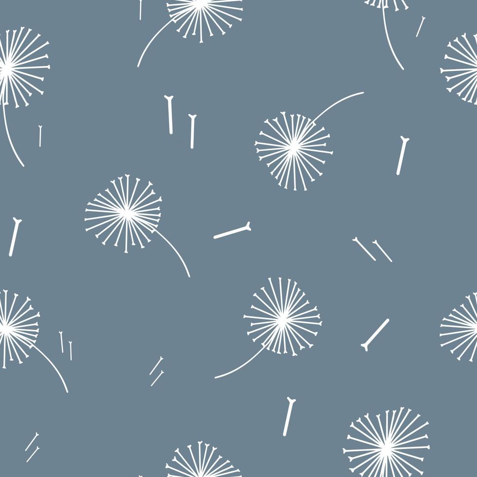 Seamless pattern hand drawn dandelion flower on gray background vector