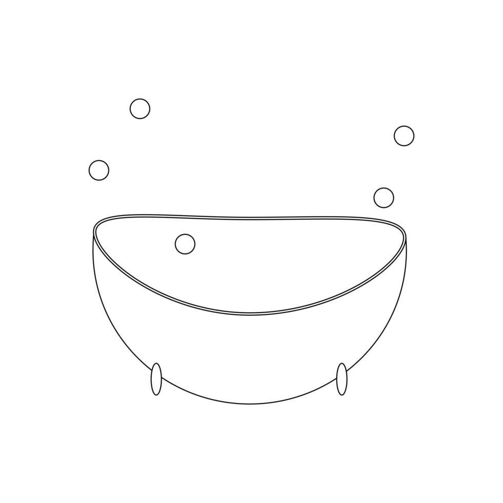 Contour drawing of bathtub with bubbles for bathing vector