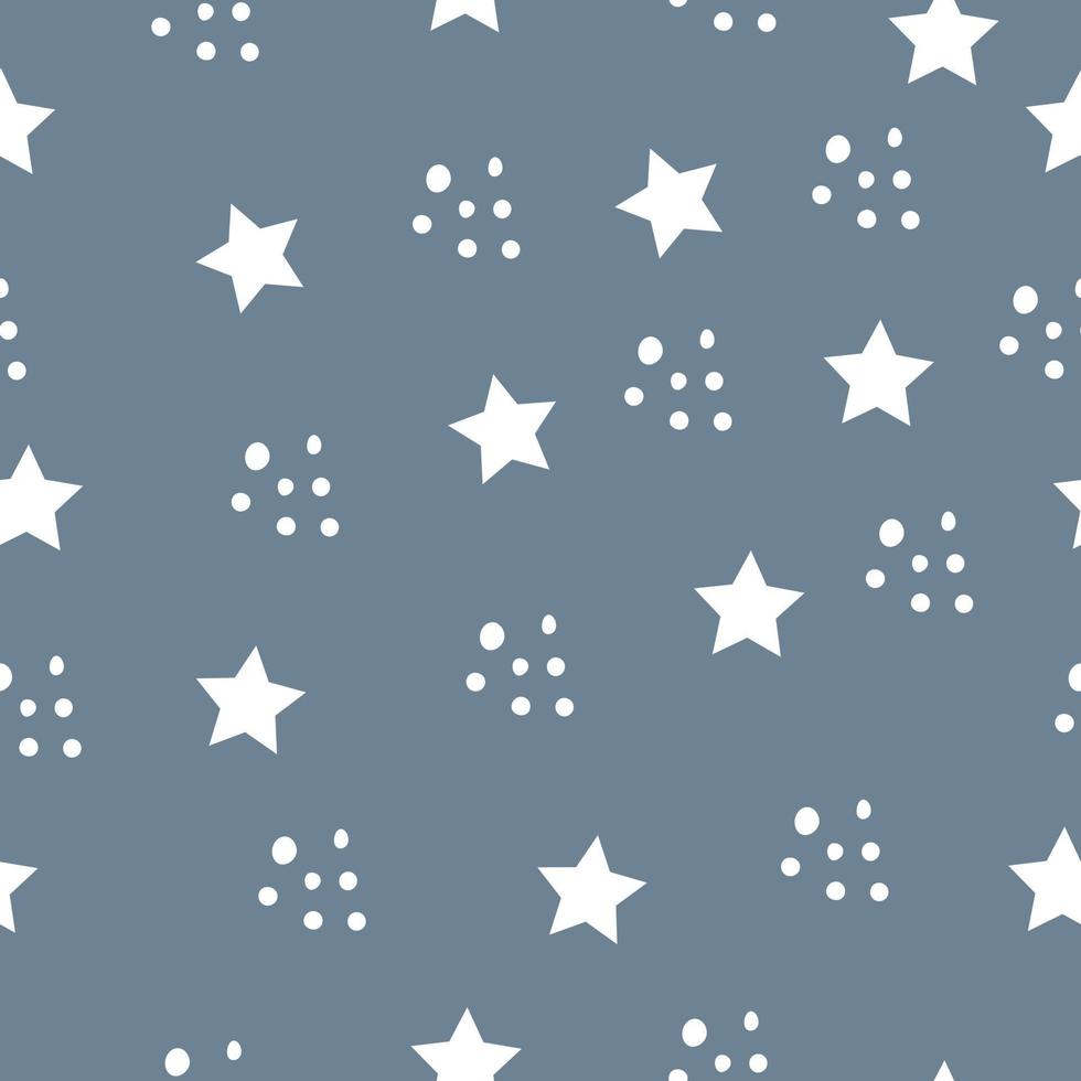 Cute white stars and dots seamless vector patterns. Delicate dotted vector print ideal for fabric, card, layout.