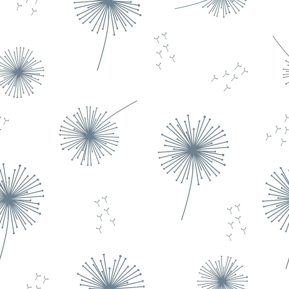 Seamless pattern hand drawn dandelion flower on white background vector