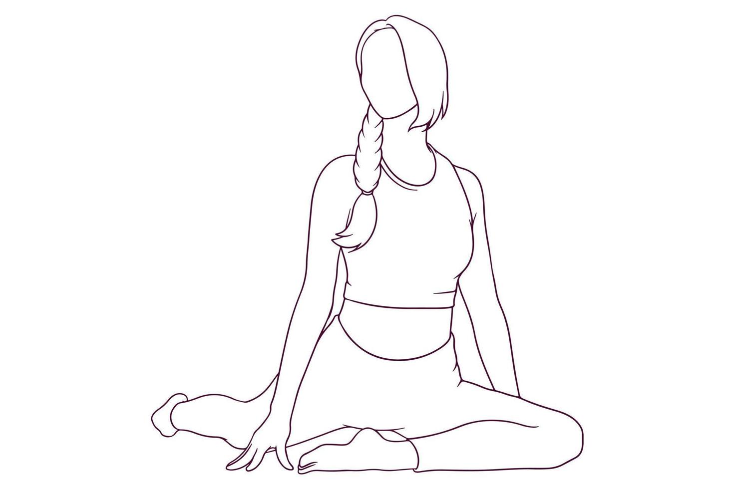 young woman doing yoga pose hand drawn style vector illustration