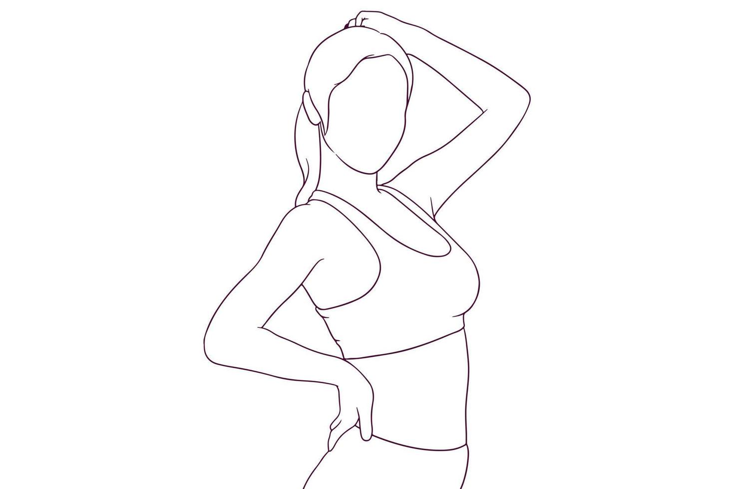 beautiful healthy woman in sport wear hand drawn style vector illustration