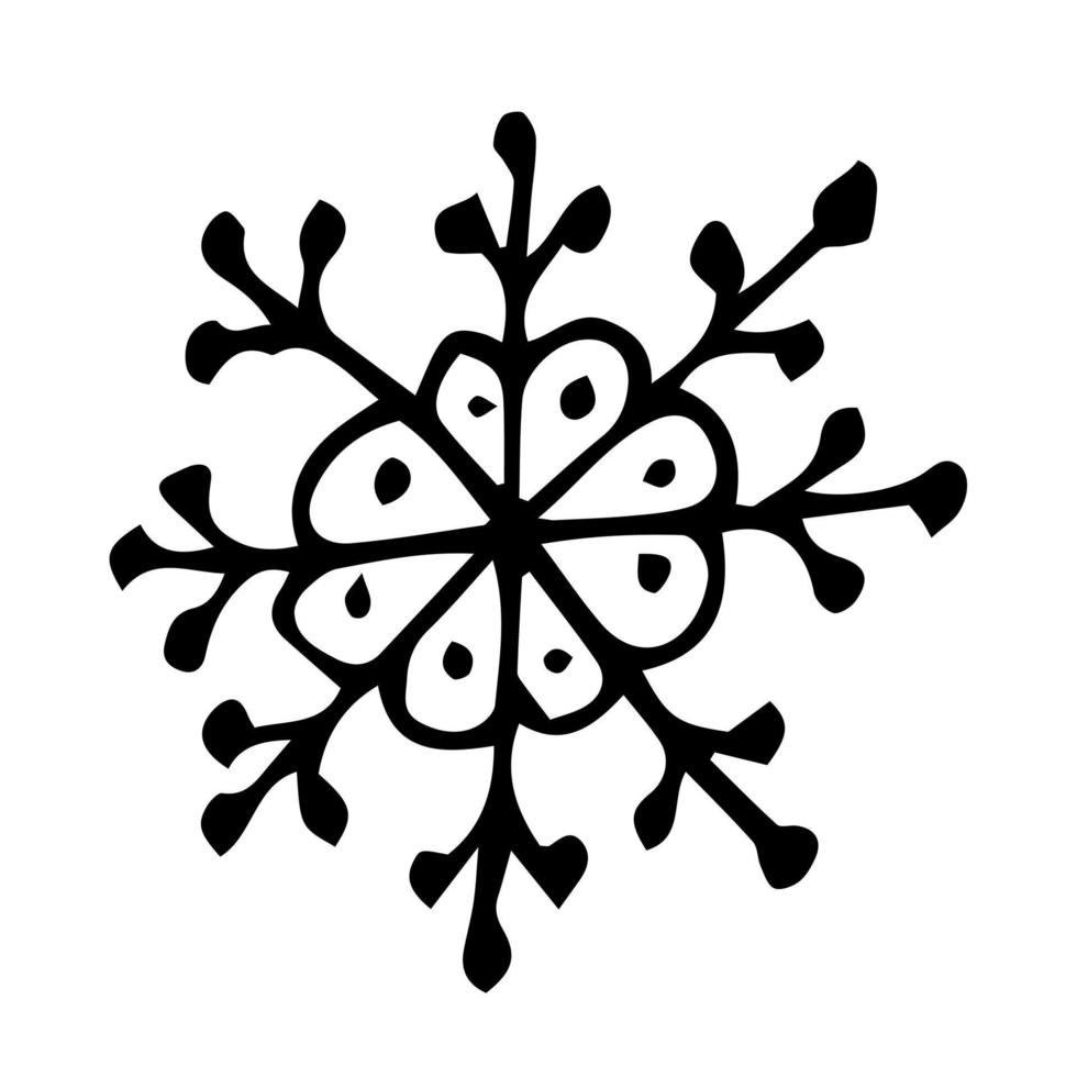 garabatear copo de nieve. elemento de invierno vector dibujado a mano aislado sobre fondo blanco.