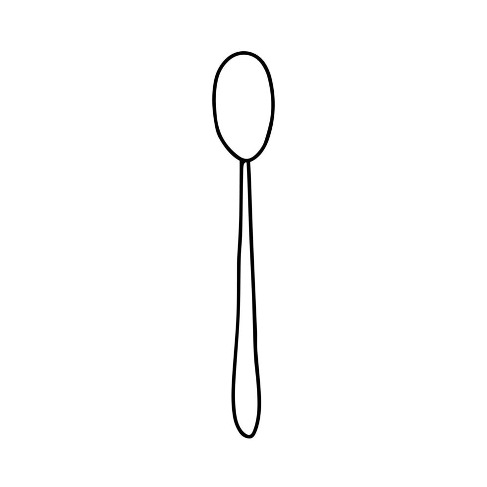 Doodle spoon vector illustration. Hand drawn eco spoon