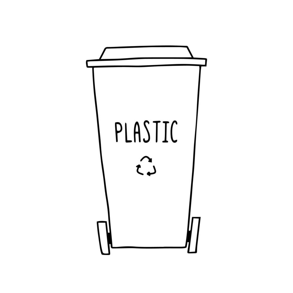 Trash can doodle vector. Trash bin recycle illustration vector