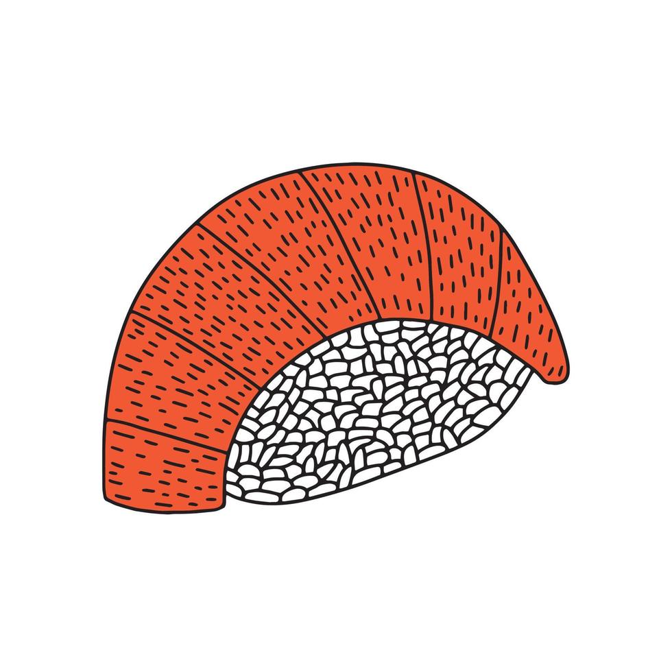 sushi vectorial con boceto de pescado salmón aislado vector