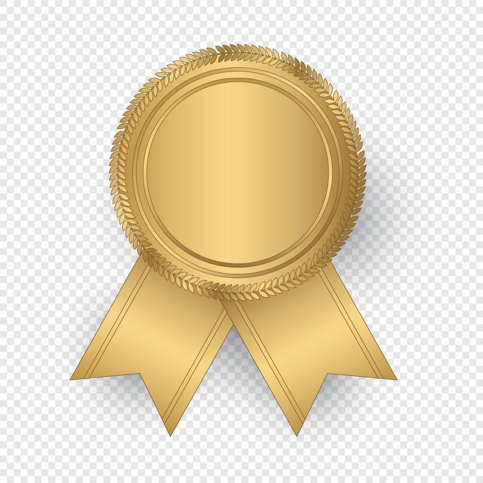 Vector golden seal with ribbons. Luxury seal. Blank golden seal. Vector illustration