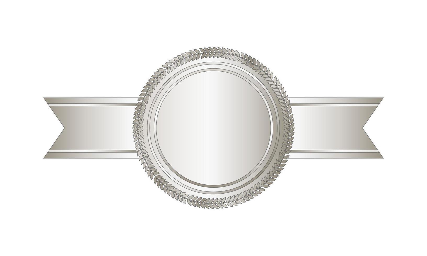 Silver stamp with horizontal ribbons. Luxury seal. Blank silver seal. Vector illustration