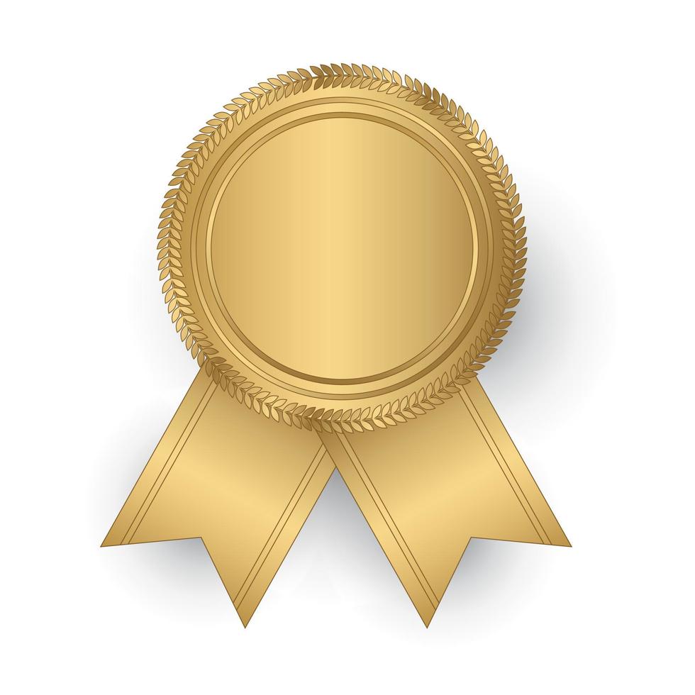 Vector golden seal with ribbons. Luxury seal. Blank golden seal. Vector illustration