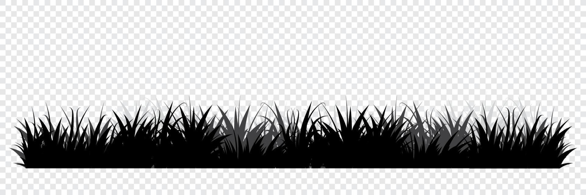Black silhouettes of grass. Floral background. Wild grass. Grass borders silhouette. Vector illustration