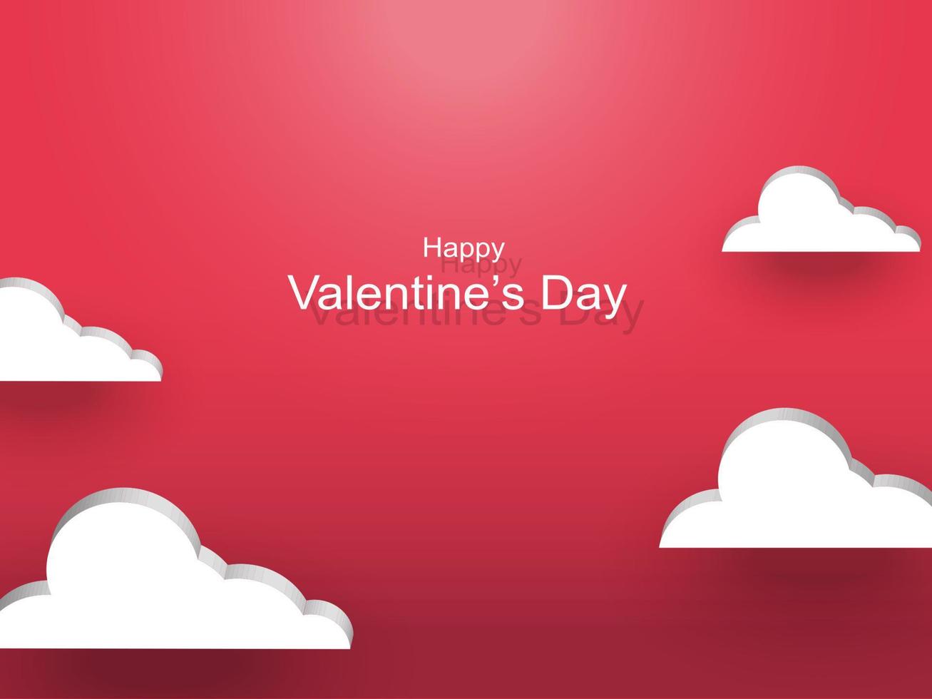 Valentine's day concept background. 3d isometric clouds frame and red background. Sale banner or greeting card. Flat design vector illustration