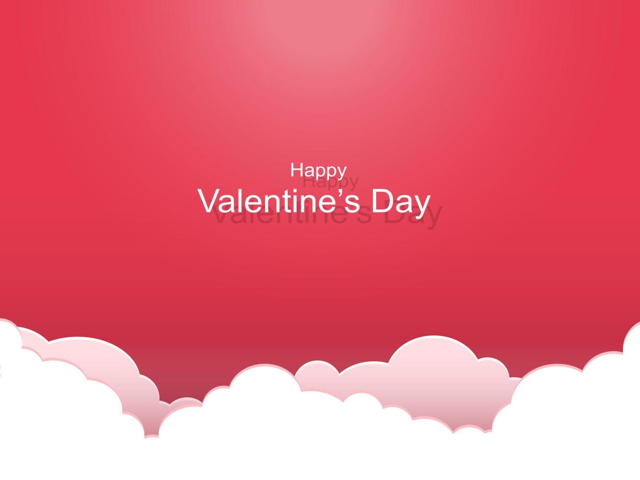 Valentine's day concept background. clouds paper art frame and red background. Sale banner or greeting card. Flat design vector illustration