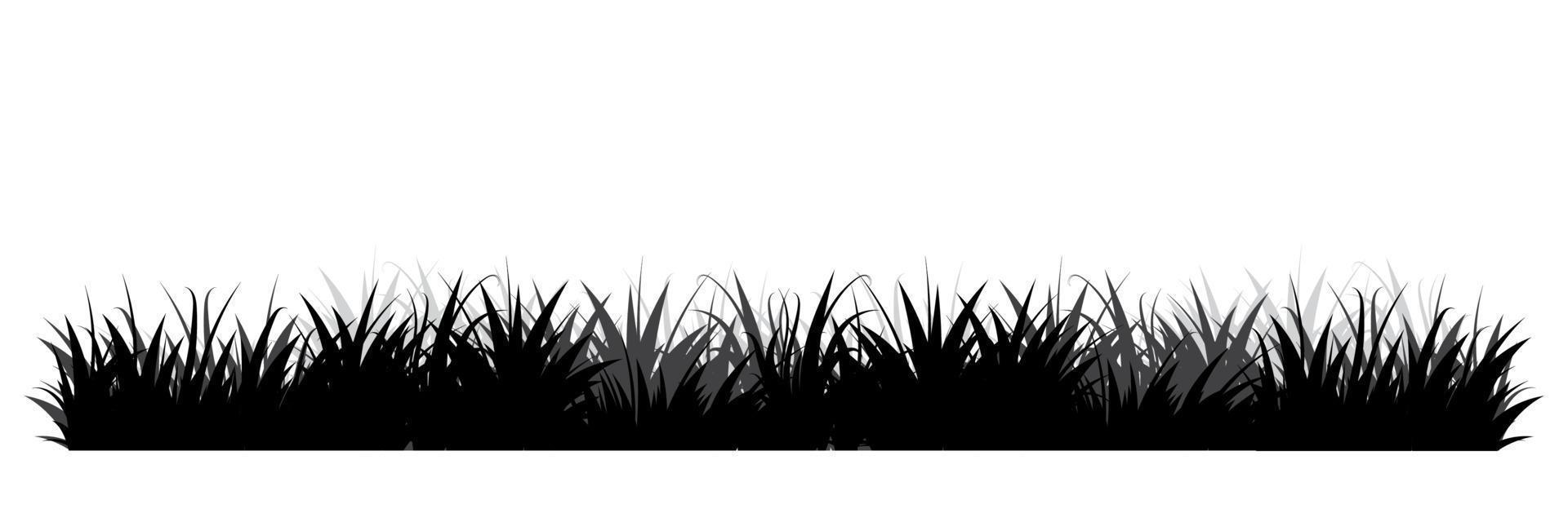 Black silhouettes of grass. Floral background. Wild grass. Grass borders silhouette. Vector illustration