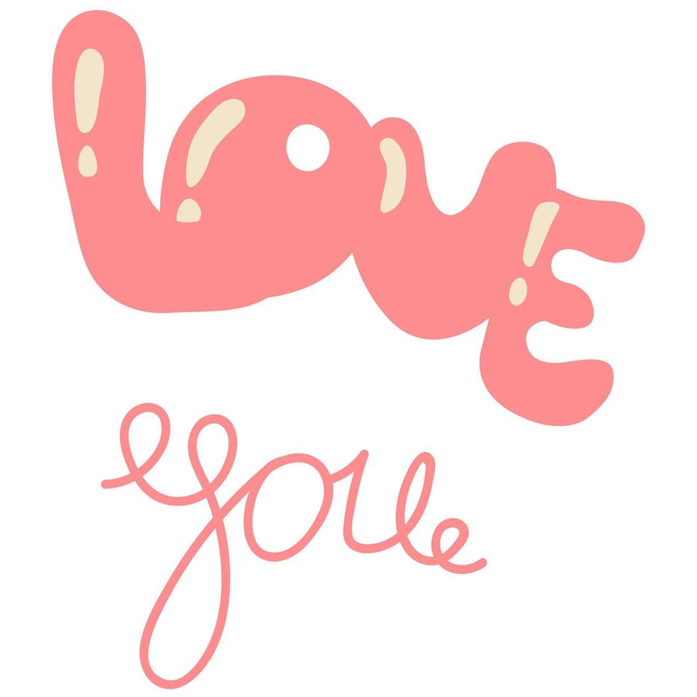 Lettering love you. White background, isolate. Vector illustration.