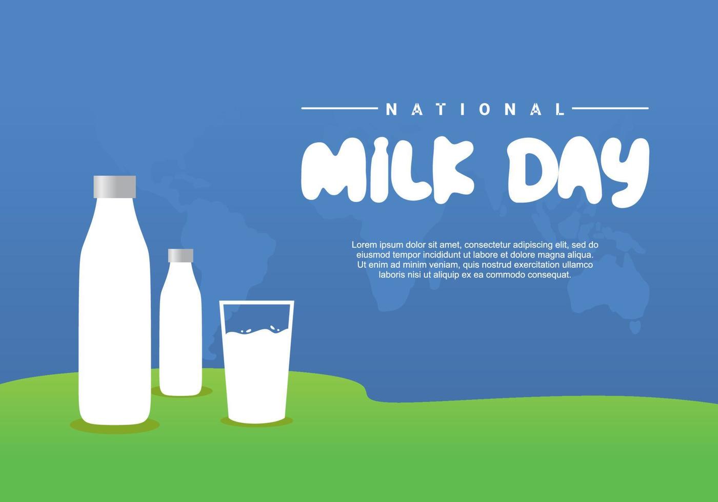 National milk day poster isolated on blue background celebrated on January 11. vector
