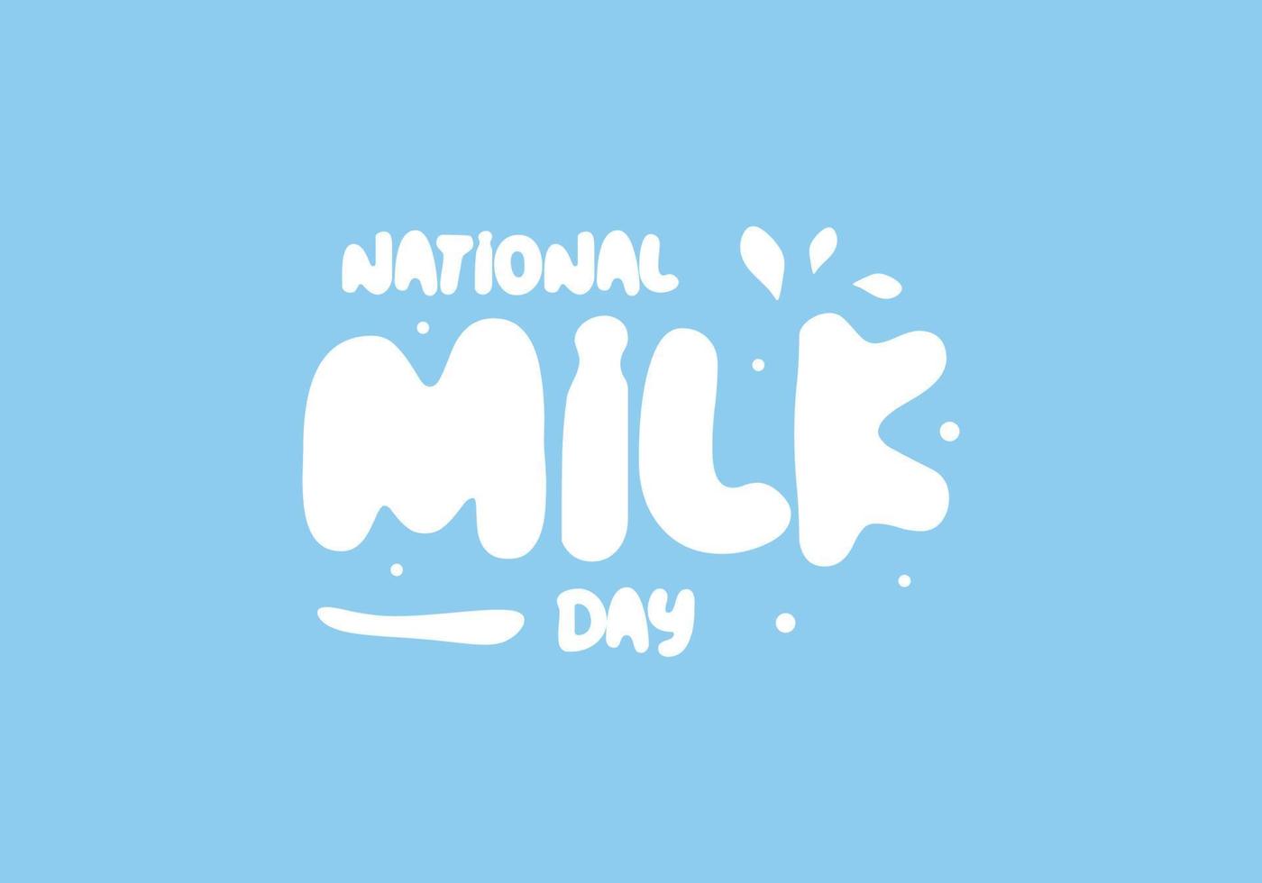 National milk day poster isolated on blue background celebrated on January 11. vector