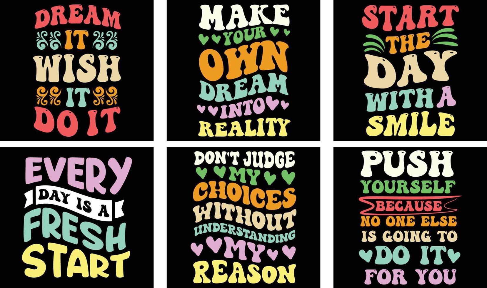 paquete de diseño de camiseta de frase motivacional. gráficos vectoriales de frases motivacionales. diseño de camiseta de tipografía motivacional vector