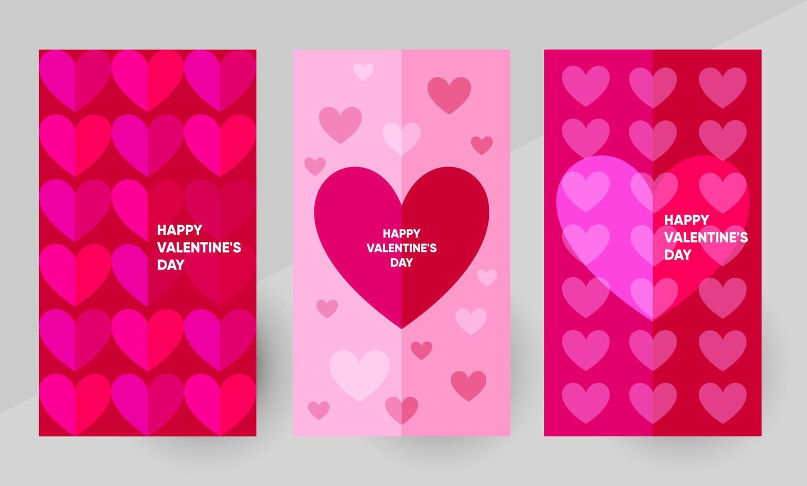 Happy Valentines day vector banner, social media stories template, background design. Vector illustration in vivid colors.