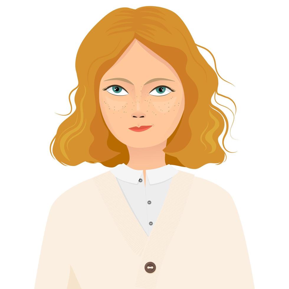 Portrait of a girl with freckles vector