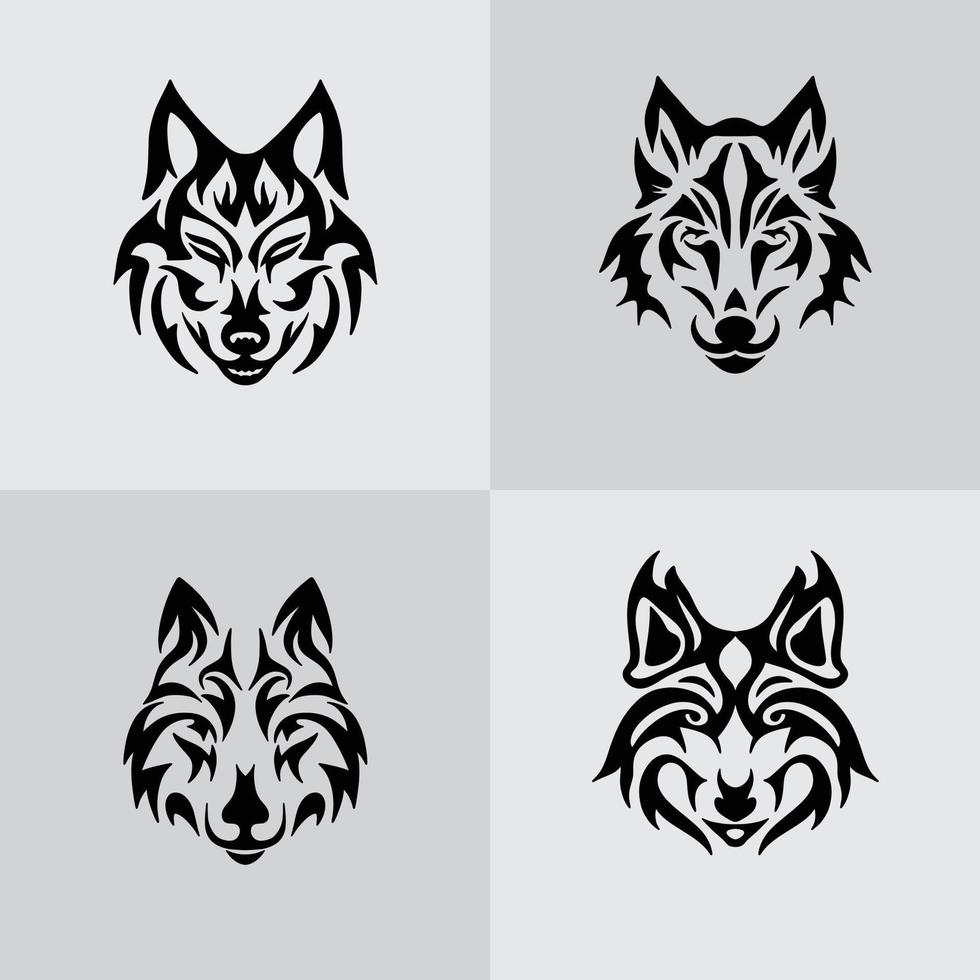 wolf dog tattoo tribal black vector