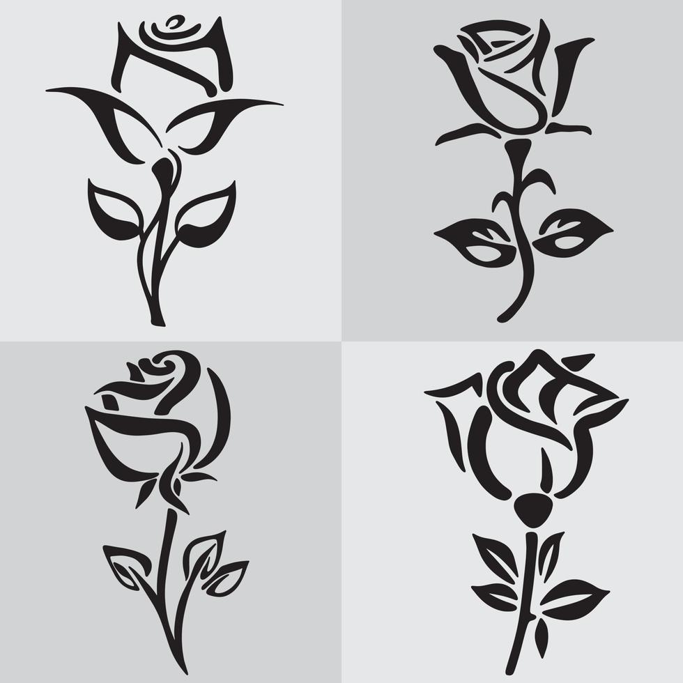 black rose flower tattoo logo vector