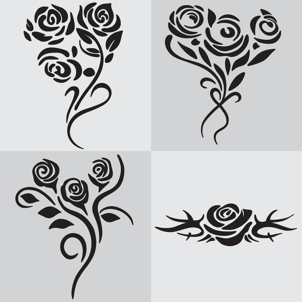 logotipo de tatuaje de flor de rosa negra 16894670 Vector en Vecteezy
