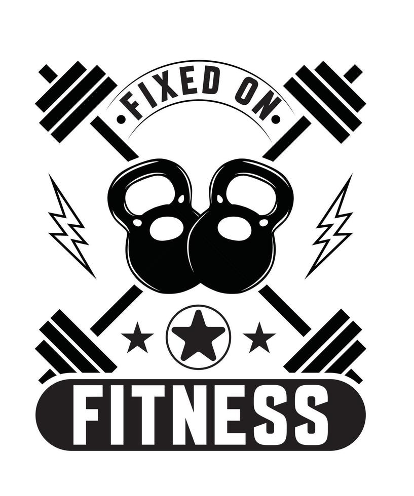 fijo en el diseño de la camiseta de fitness vector