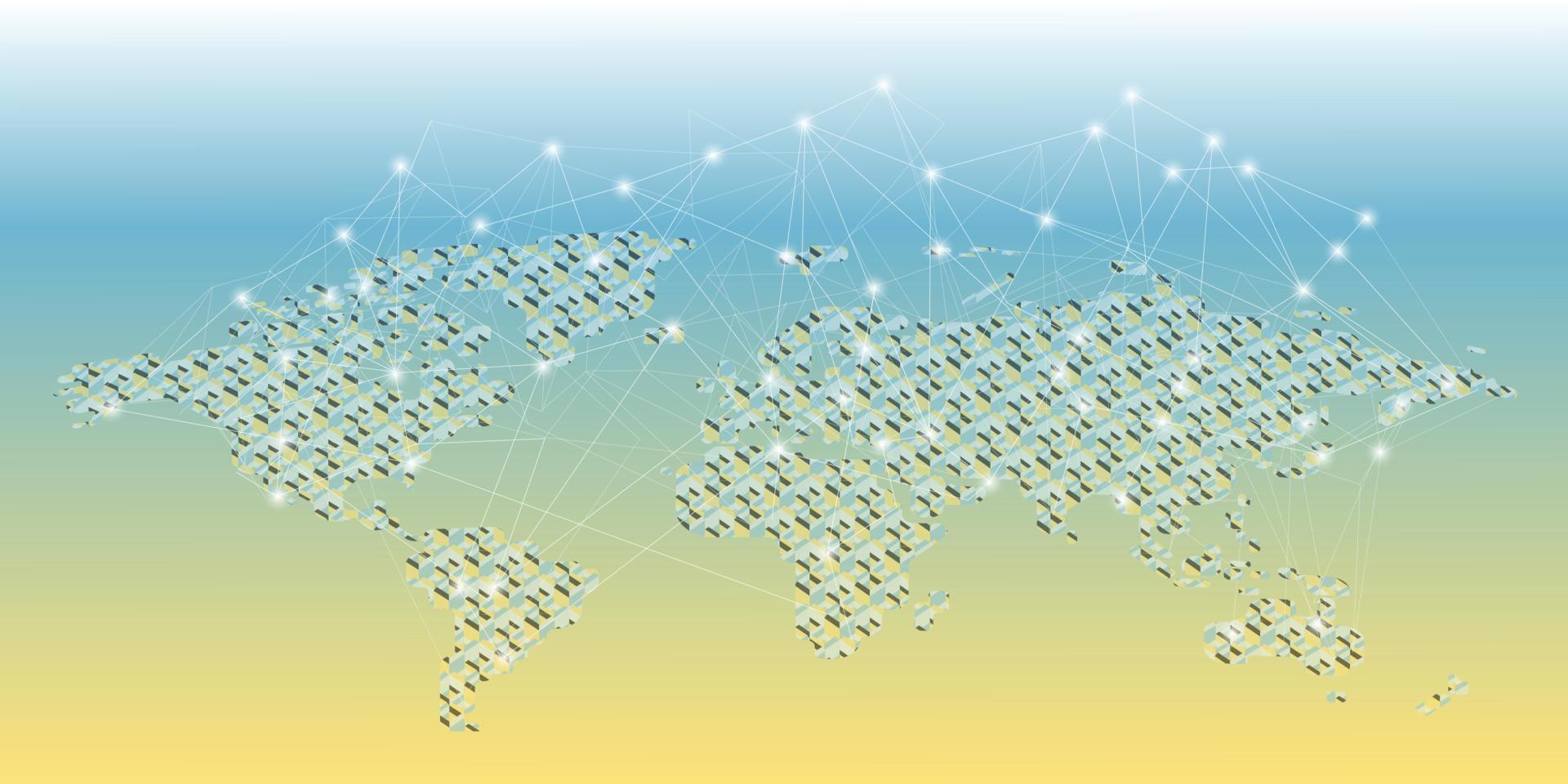 Digital city world map with global network technology vector