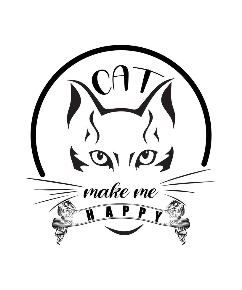 cat make me happy t-shirt design vector