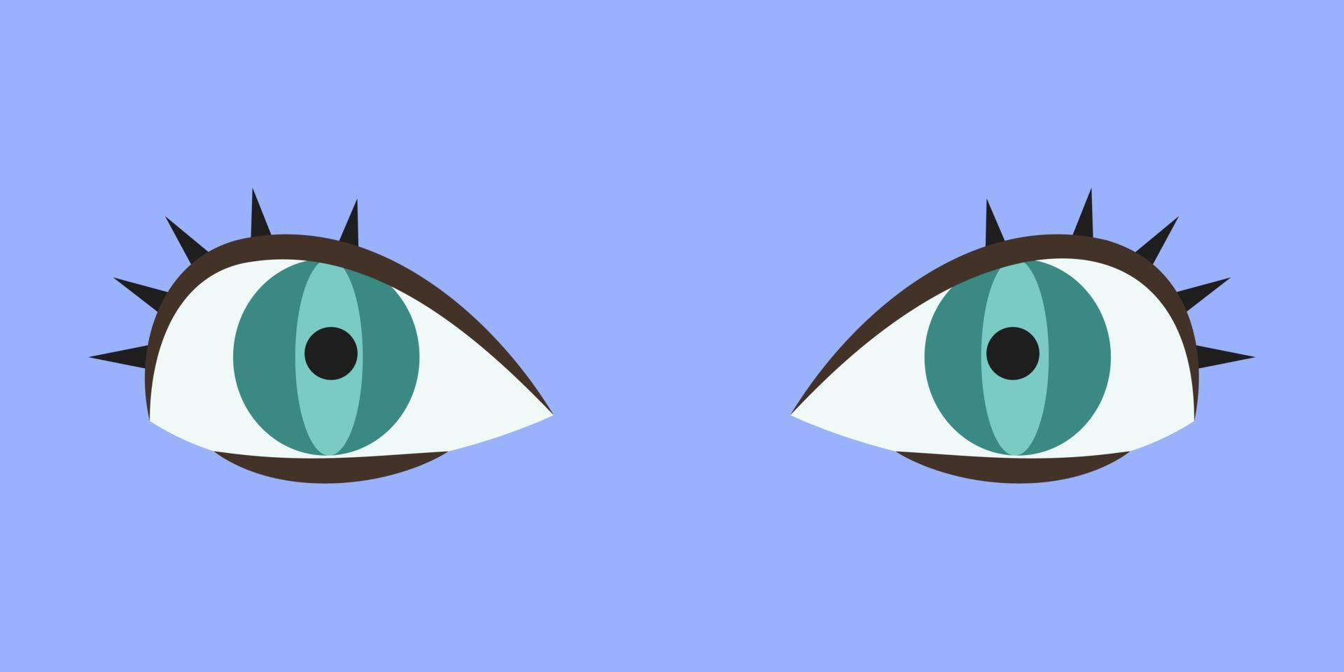 Turquoise eyes in flat style. Beautiful part of human body. vector