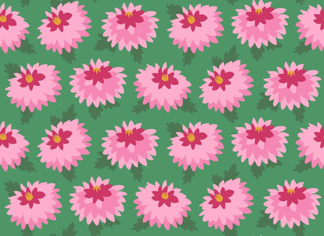 Seamless pattern with dahlia heads. Beautiful nature texture in flat style. vector