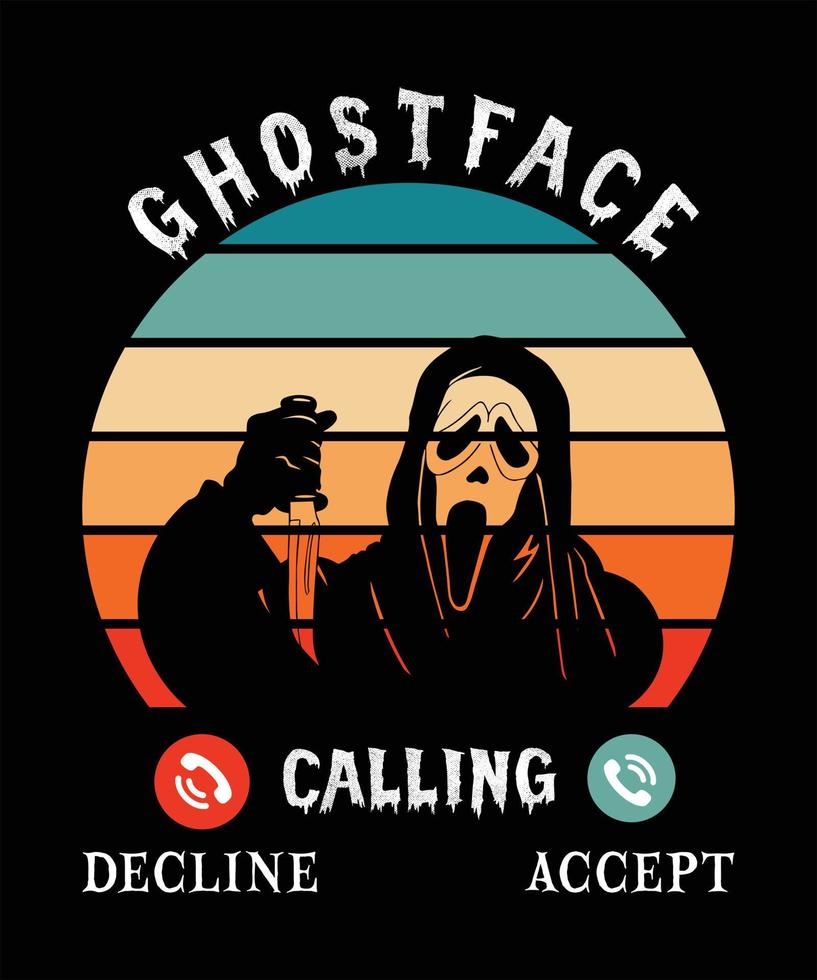camiseta de llamada de cara de fantasma vector