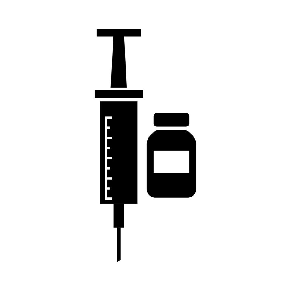 inyección y vacuna. icono poligonal, color negro. equipo de medicina y drogas. vector