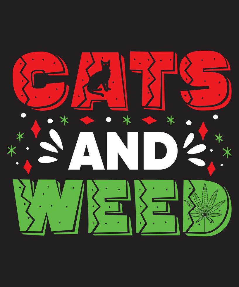 CAT AND WEED TSHIRT vector