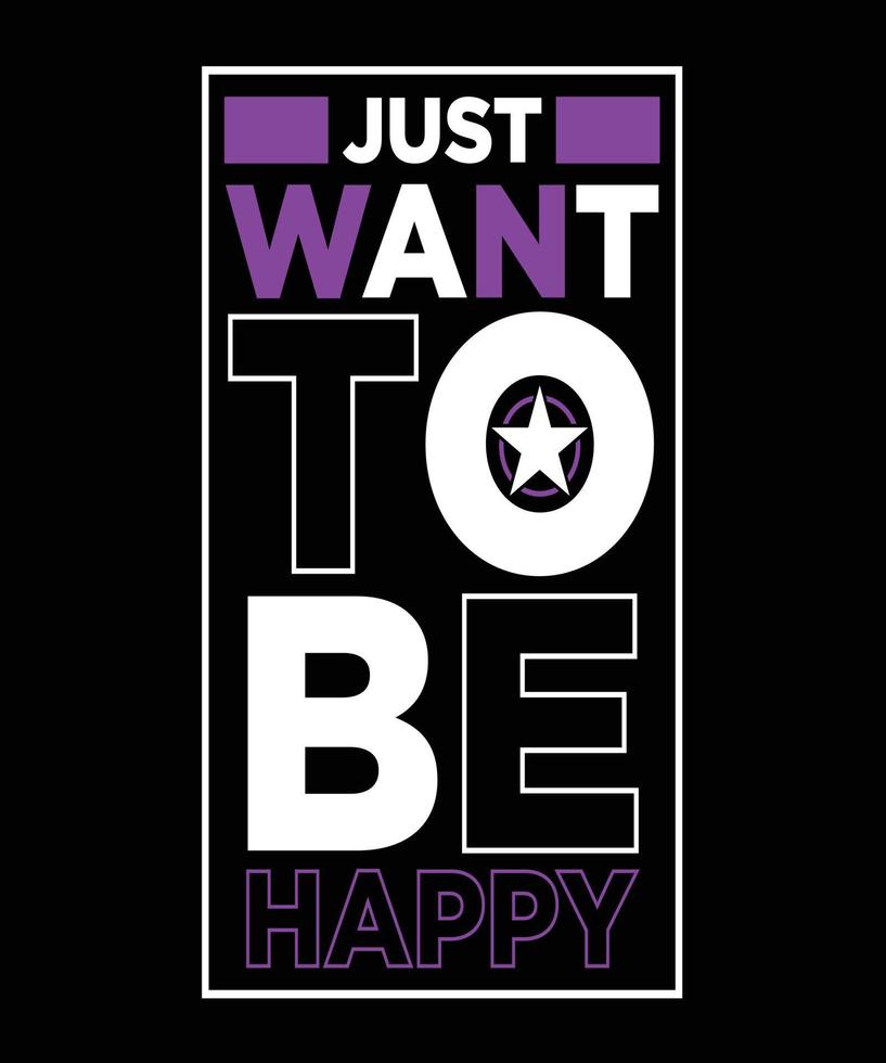JUST WANT TO BE HAPPY T-SHIRT vector