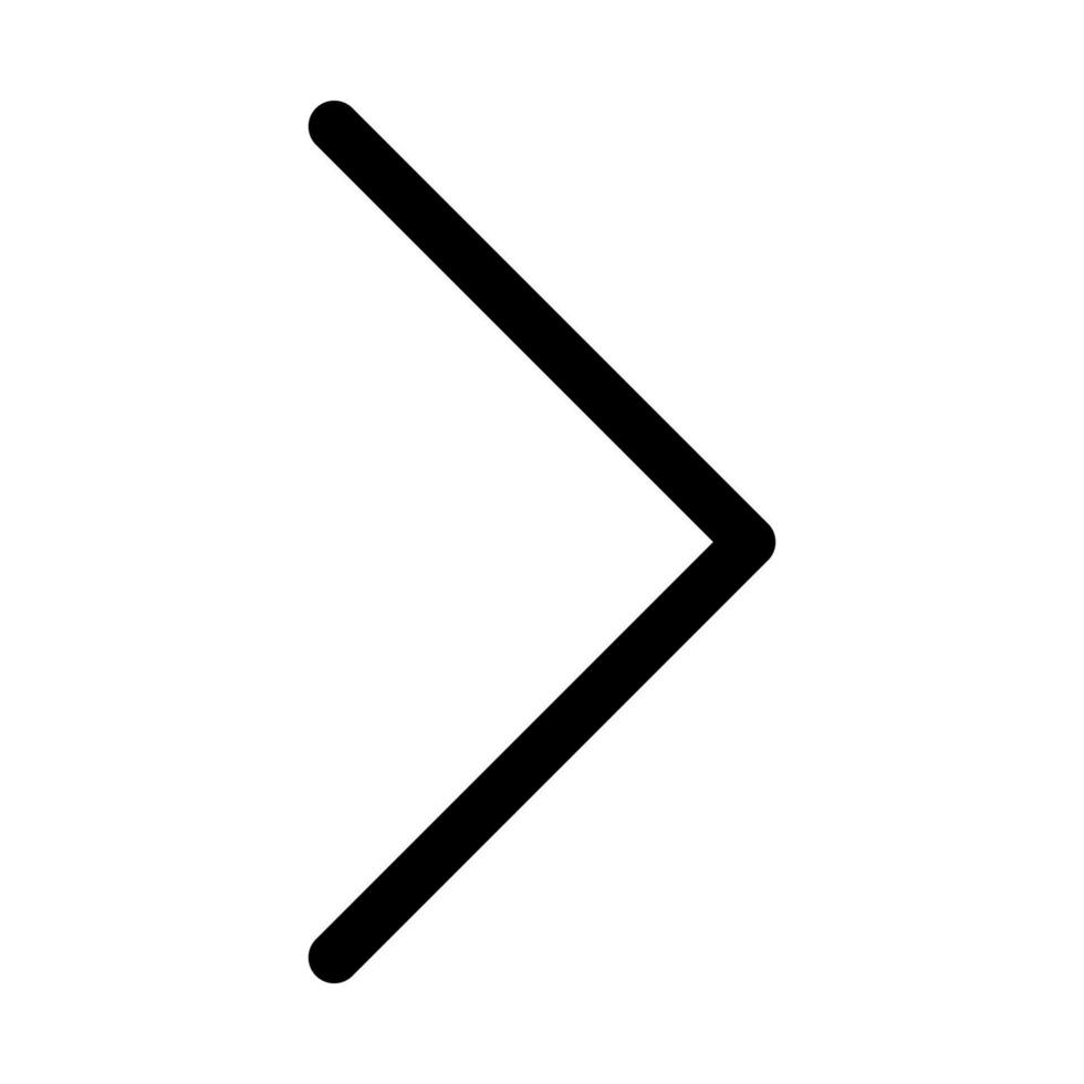Chevron forward icon line isolated on white background. Black flat thin icon on modern outline style. Linear symbol and editable stroke. Simple and pixel perfect stroke vector illustration.